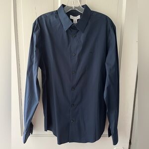 Calvin Klein Navy Stretch Cotton, Slim Fit Dress Shirt